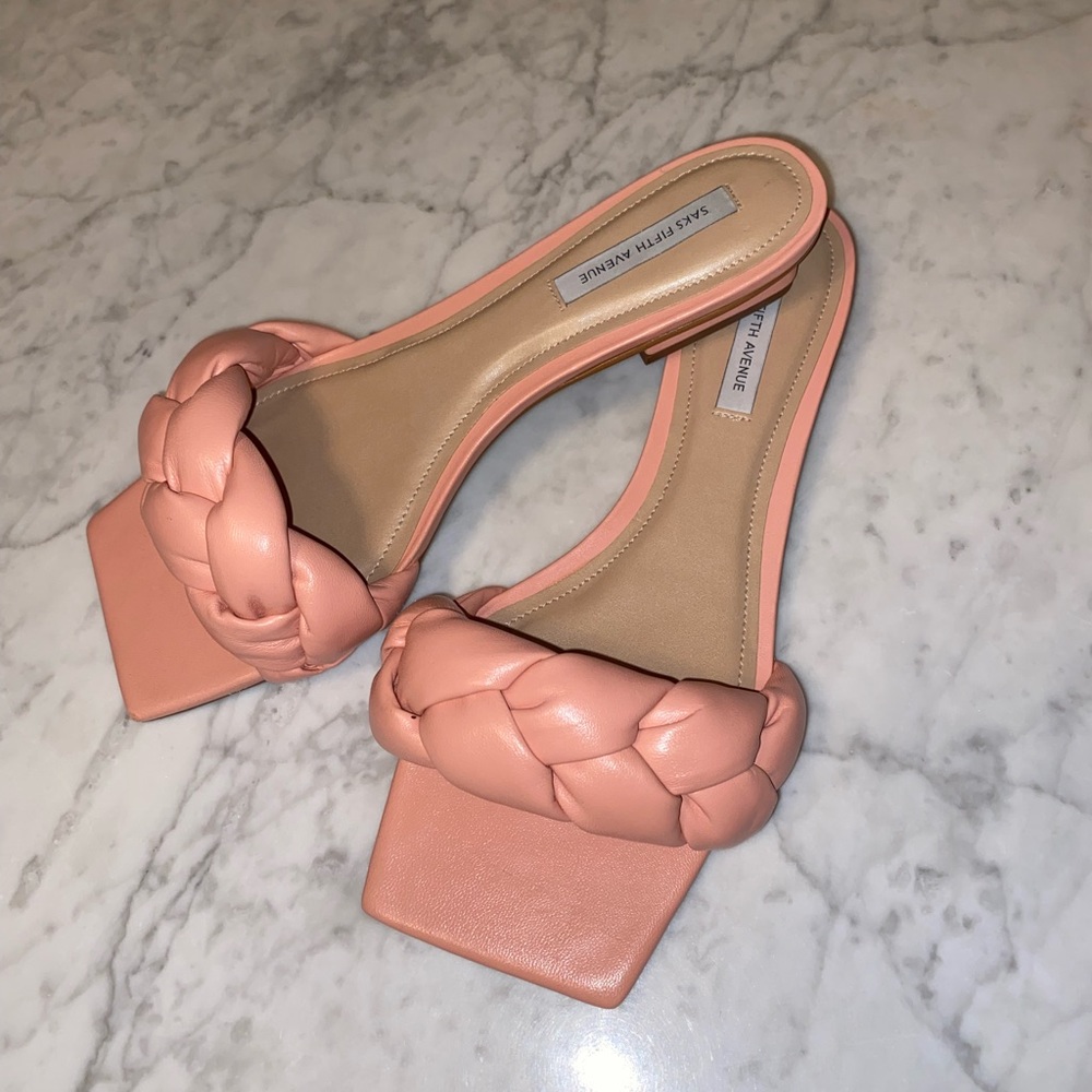 Saks Pink Braided Flats
